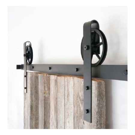 Orca Hardware 6' Flat Track Kit, Spoke Wheel Hangers, Includes Track, Hangers, Spacers, End Stops, Floor Guide, C FTSK-BL-6